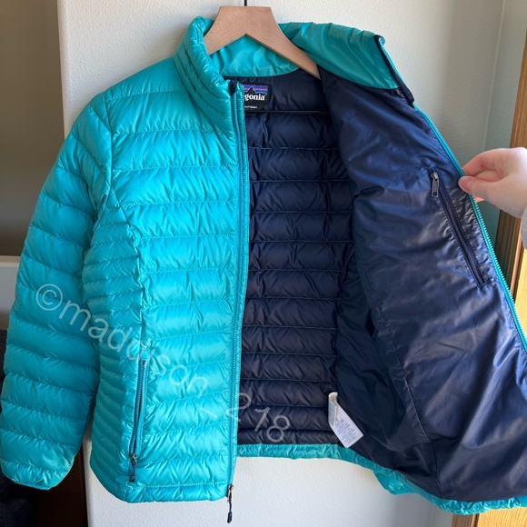 Patagonia Down Sweater Jacket Medium Epic Blue Puffer Coat 800-fill-power down M - Picture 11 of 14
